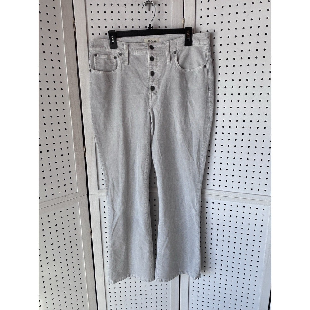 Madewell 32T Women's Cali Demi Boot Corduroy Pants Light Gray Button Fly